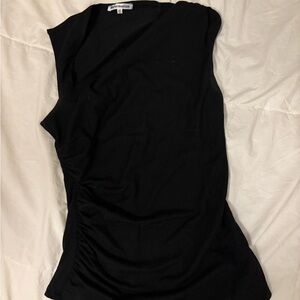 Reformation Black Sleeveless Side-Ruched Tank